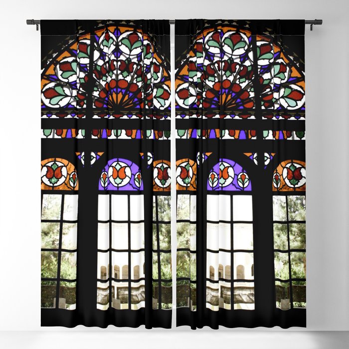 Colorful Rainbow Stain Glass Persian, Window Art Curtains