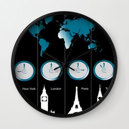 TIME ZONES. NEW YORK, LONDON, PARIS, TOKYO Wall Clock