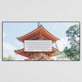 Japan Photography - A Three-Story Pagoda In Summer Weather Desk Mat