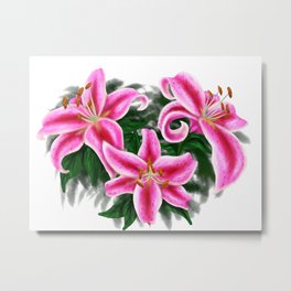 Stargazer Lilies Metal Print | Drawing, Lilies, Pink, Digital, Painting, Stargazer, Lily, Flowers 