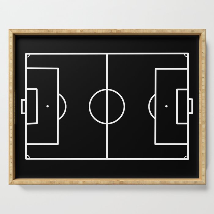Soccer field / Football field in Black and White Serving Tray