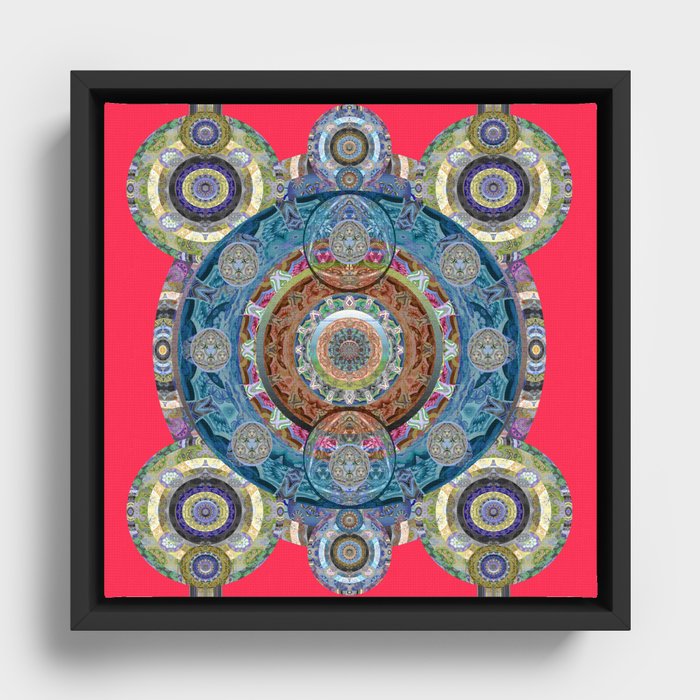 Tibetan Pop Boho Meditation Mandala Framed Canvas