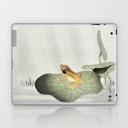 Frog on lotus leaf Ohara Koson. Who let the frog out Laptop Skin