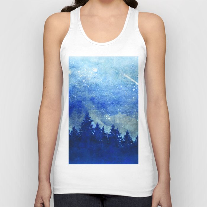 Night Sky, Meteor Shower, Forest at Dusk Tank Top
