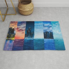 cityscape Rug | Pattern, Painting, Sanfrancisco, Clouds, Acrylic, Newyork, Buildings, Watercolor, Water, Street Art 