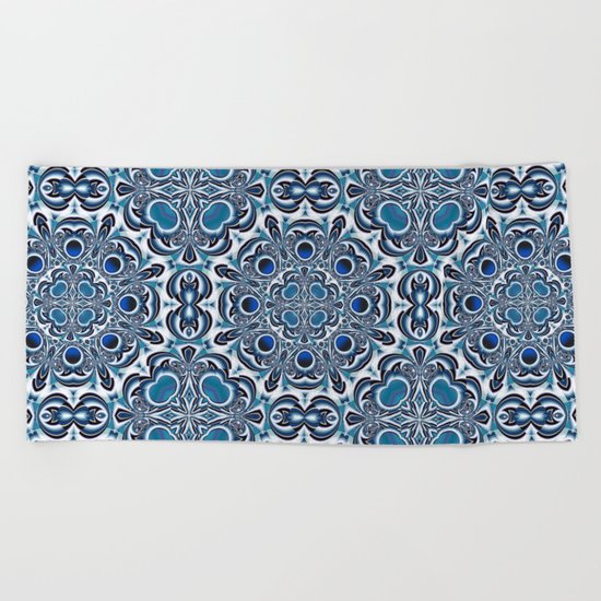 Snowflake fractal pattern Beach Towel
