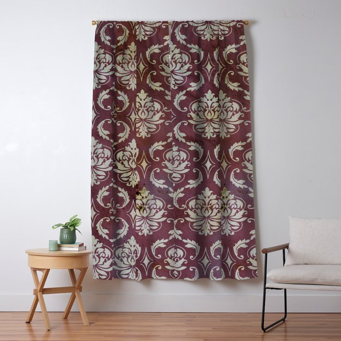 Vintage Antique Eggplant Colored Wallpaper Pattern Blackout