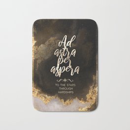 Ad Astra Per Aspera Black and Gold Motivational Art Bath Mat