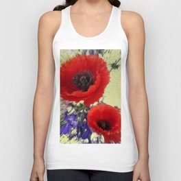 Poppy flowers bouquet pixel art Unisex Tank Top