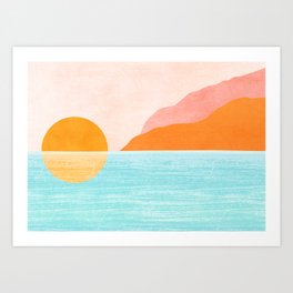 Island Sunset Abstract Landscape Art Print