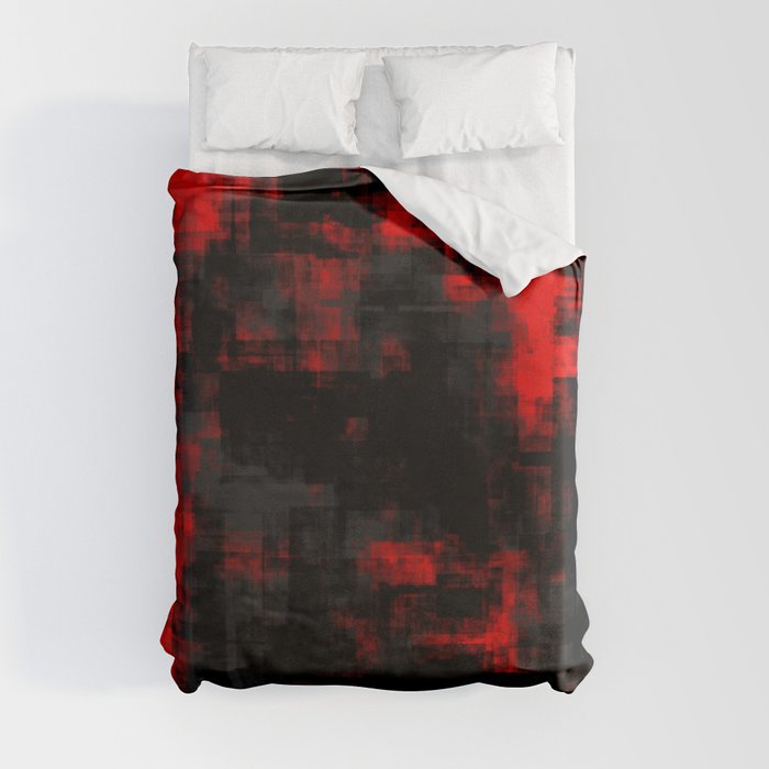 Black Gray and Red Abstract 77 Duvet Cover