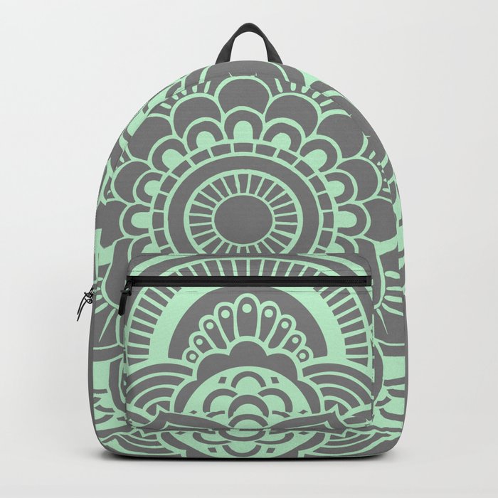 Mandala Flower Gray & Mint Backpack