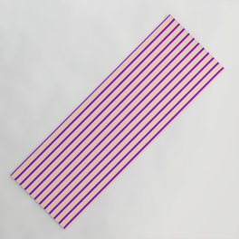 [ Thumbnail: Dark Violet & Bisque Colored Stripes/Lines Pattern Yoga Mat ]