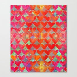 Love Overload, Maximalist Color Pop red Graphic Hearts, Valentine's Day Passion Colorful Canvas Print