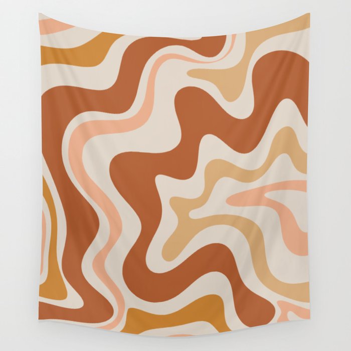Liquid Swirl Abstract in Earth Tones Wall Tapestry
