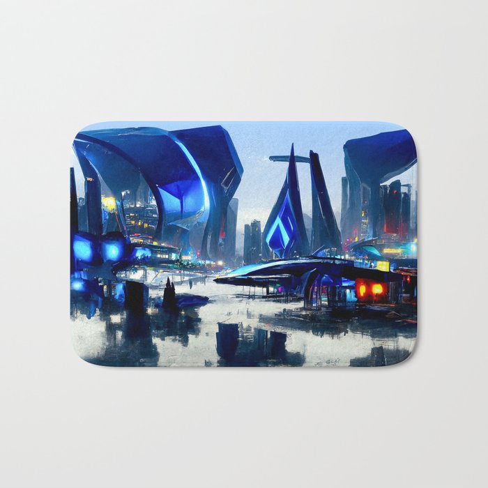 Postcards from the Future - Neon City Bath Mat