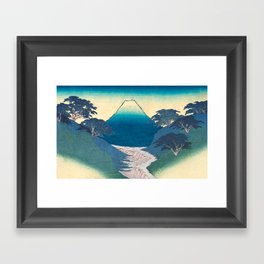 Arriving at Deheniu - Mountain Path - Nature Landscape in Blue Framed Art Print