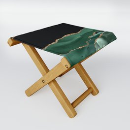 Emerald & Gold Agate Texture 01 Folding Stool