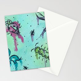 Hand Painted Watercolor Abstract Colorful Bugs Stationery Card