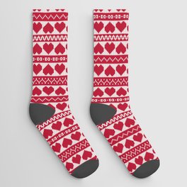 Fair Isle Valentines Day - Red Socks