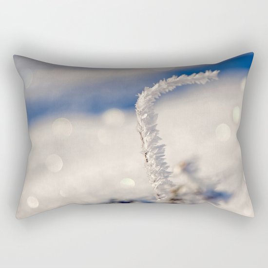 Sparkling hoar frost I Winter Snow Ice Sun Rectangular Pillow