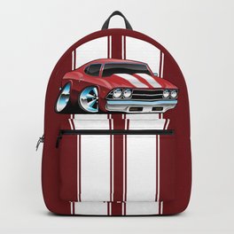 Sixties American Classic Muscle Car Cartoon Backpack | 1969, Hotrod, Car, Racecar, Muscle, Drawing, Auto, Automotive, Sixties, American 