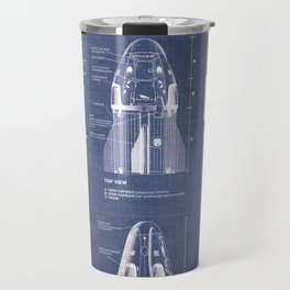 NASA SpaceX Crew Dragon Spacecraft & Falcon 9 Rocket Blueprint in High Resolution (dark blue) Travel Mug