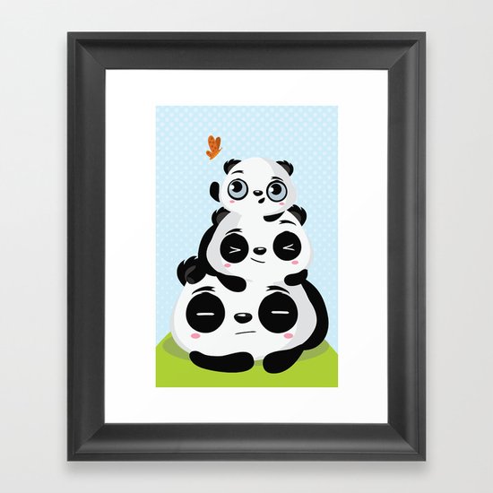 Panda family Framed Art Print