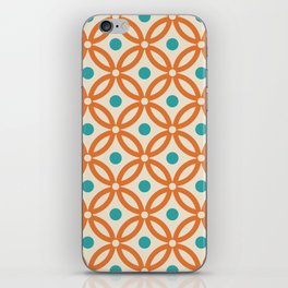 Pretty Intertwined Ring and Dot Pattern 641 Orange Blue and Beige iPhone Skin