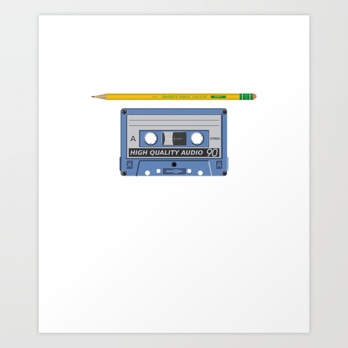 Old School Never Forget Rewinding A Cassette Tape With A Pencil Art Print By Stacymccaff