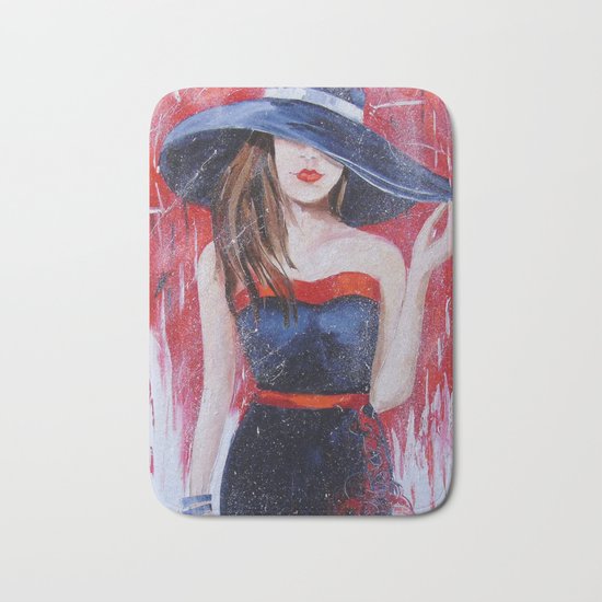 The girl in the hat Bath Mat