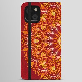 Warm Cinnamon Red Mandala with Golden Glow  iPhone Wallet Case