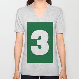 3 (White & Olive Number) V Neck T Shirt