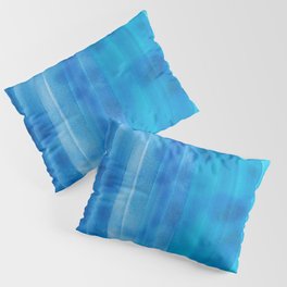 Abstract Ocean Sky | Blue Watercolor Stripe Pattern Pillow Sham