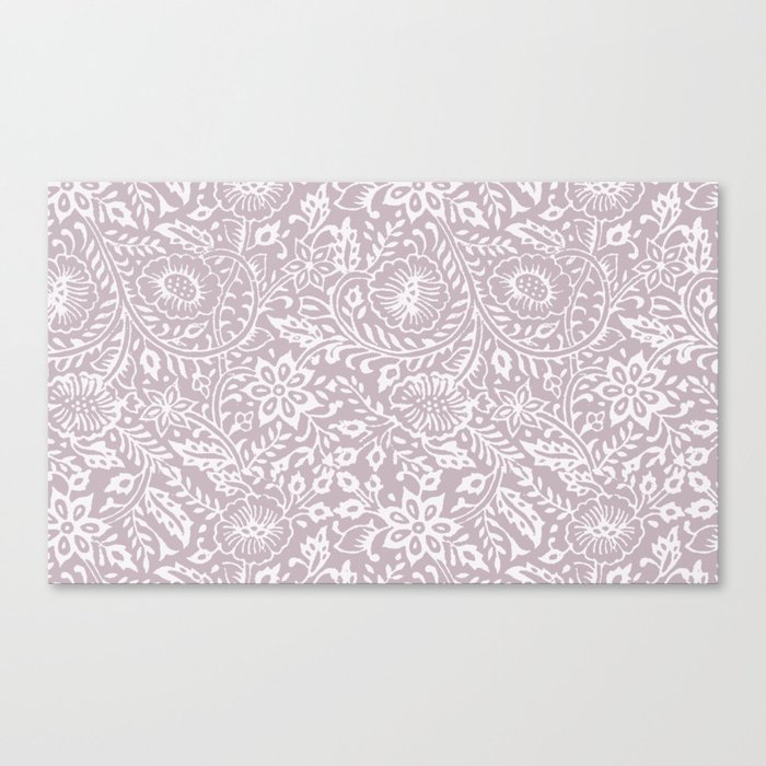 Woodblock print repeating pattern in gray and white Canvas Print