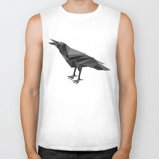 Raven Geometric Grey Triangles Biker Tank
