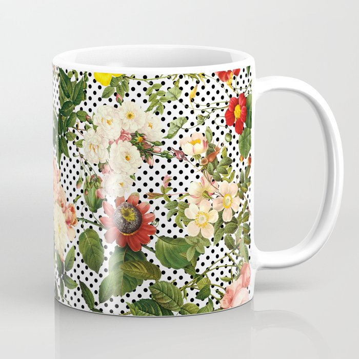 Points and Flowers Pattern Coffee Mug
