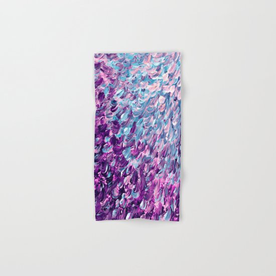 FROSTED FEATHERS 1 Colorful Lavender Purple Lilac Serenity Rose Quartz Ombre Ocean Splash Abstract Hand & Bath Towel