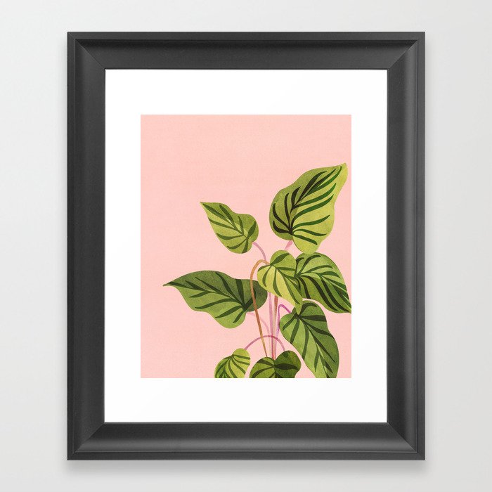 Upstart Pink and Green Houseplant Framed Art Print