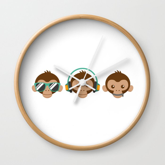 Three Monkeys Wall Clock