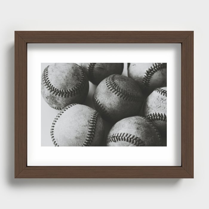 Old Baseballs in Black and White Recessed Framed Print