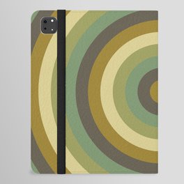 Gray, burly wood, dark olive green, dark khaki, dark golden rod concentric circles iPad Folio Case