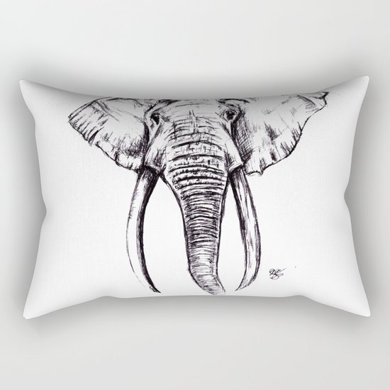 Elephant Drawing Rectangular Pillow