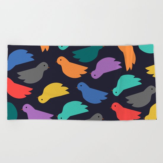 Colorful birds Beach Towel