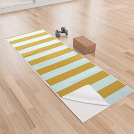 [ Thumbnail: Goldenrod & Light Cyan Colored Lines Pattern Yoga Towel ]