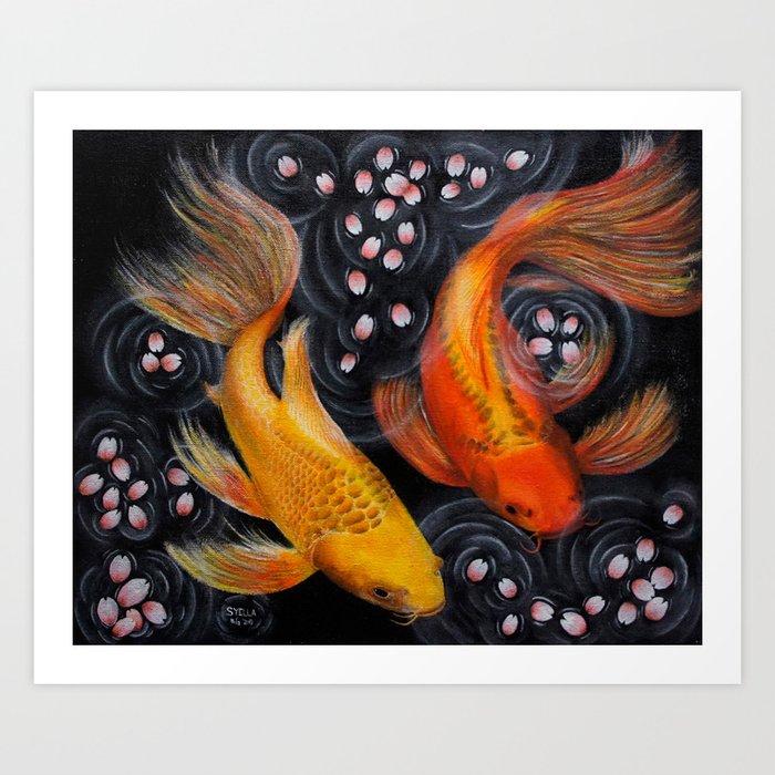 Butterfly Koi Acrylic Painting Art Print By Syellaartwork Society6