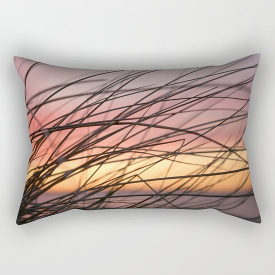 Grasses in the rainbow light of sunset Rectangular Pillow