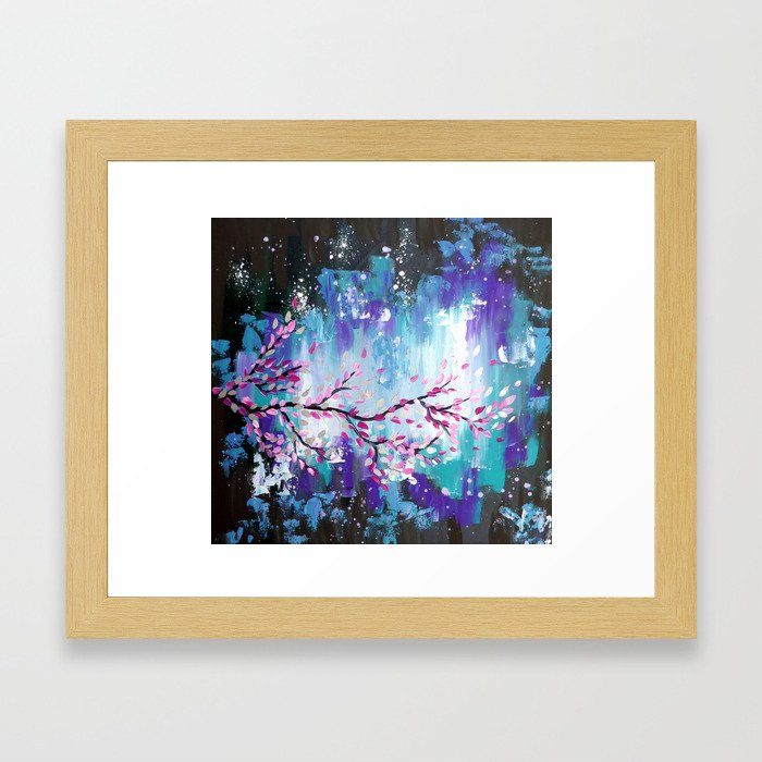 Storm Clouds and Japanese Cherry Blossom Branch Framed Art Print