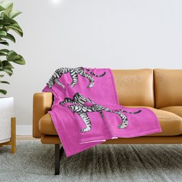 Tigers (Magenta and White) Throw Blanket