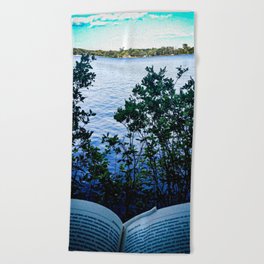 Reading Books by the Lake Beach Towel